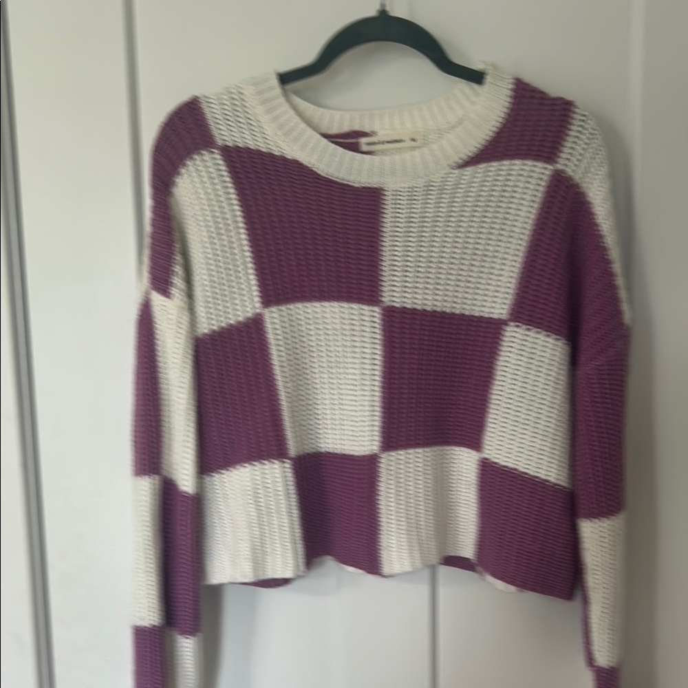 Moon & Madison Purple and White Crew Neck Sweater
